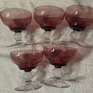 5 Vintage Frye Glass champagne or dessert glasses. Amber. Gorgeous